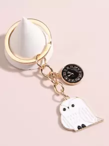 Zinc Alloy Oil Drip Design Cute Owl Watch Accessory Keychain - White - View 1