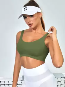 SHEIN Sports 輕支撐實色墊內運動胸罩，適用於女士網球裝