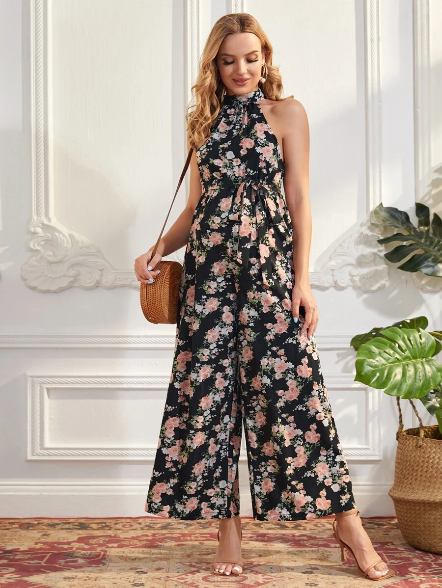 SHEIN Maternity Allover Floral Print Jumpsuit - Multicolor - View 1