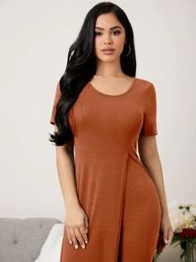 High Split Top & Leggings Lounge Set - Burnt Orange - View 6
