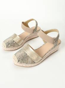 Giày nêm & Phẳng của Nữ Snakeskin In Dây đeo mắt cá chân Đúng mốt - Vàng - Xem 4
