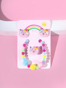 4入組女孩貓串珠首飾套裝 - 彩色 - 查看 3
