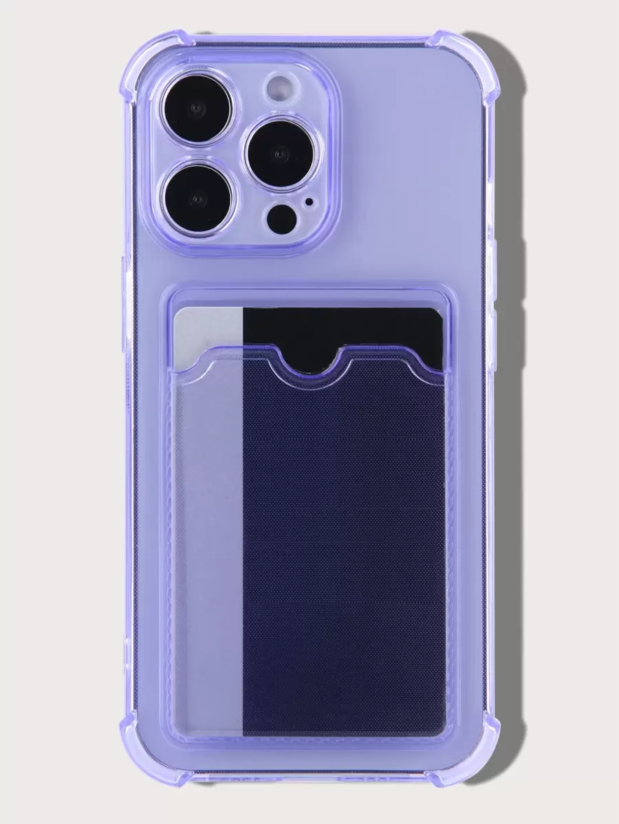 Clear Card Slot Phone Case - Purple - View 1