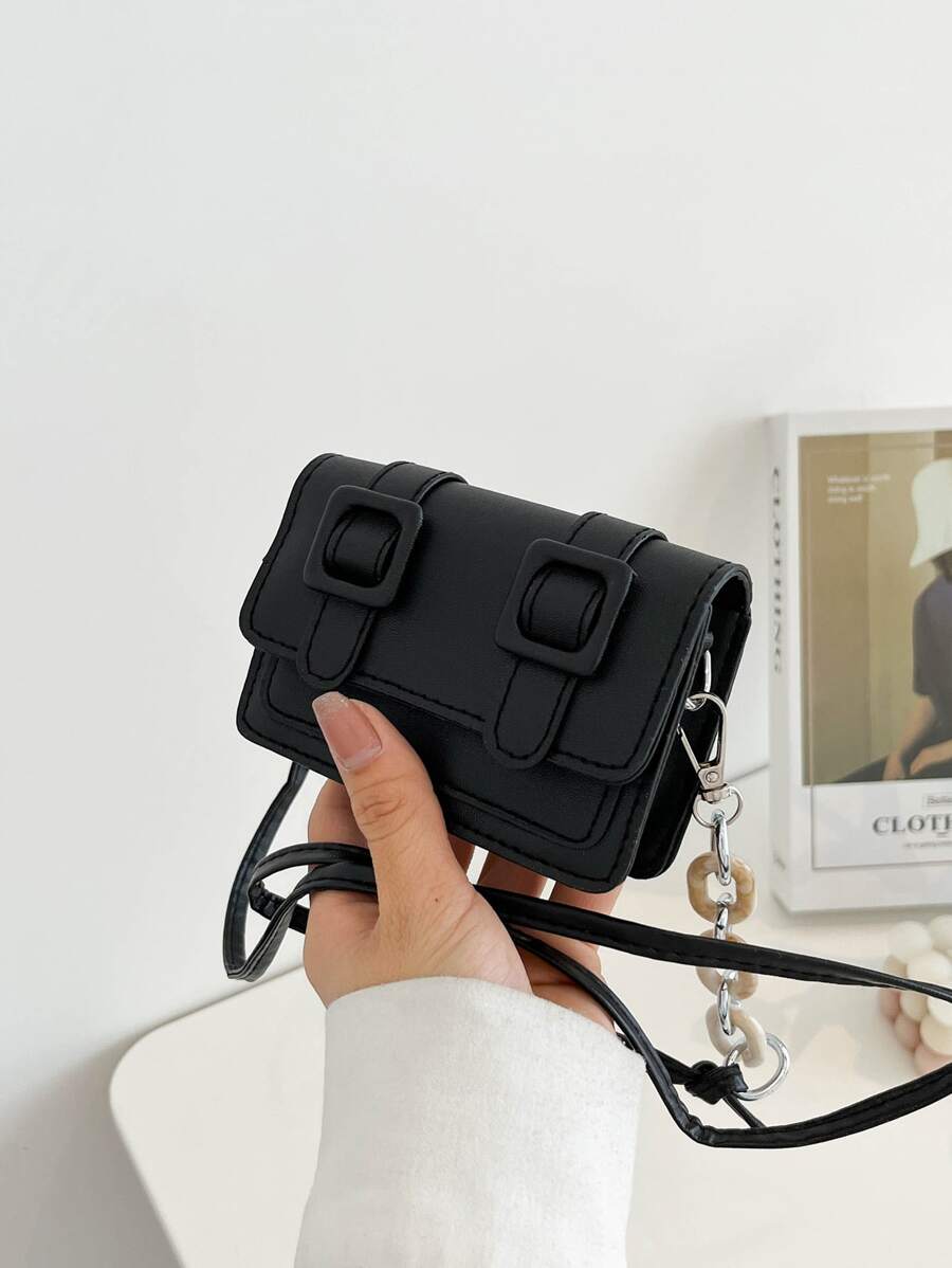 迷你搭扣裝飾翻蓋方包