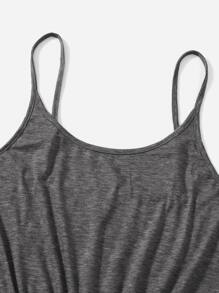 SHEIN Plus Solid Cami Sleep Romper - Dark Grey - View 4