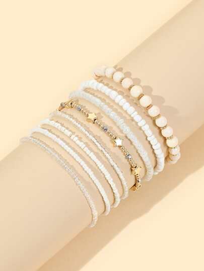 8pcs Star Decor Beaded Bracelet