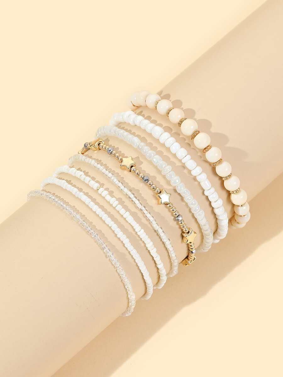 8pcs Star Decor Beaded Bracelet