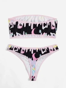 ROMWE Kawaii Cartoon Graphic Lingerie Set - Multicolor - View 2