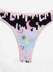 ROMWE Kawaii Cartoon Graphic Lingerie Set - Multicolor - View 3