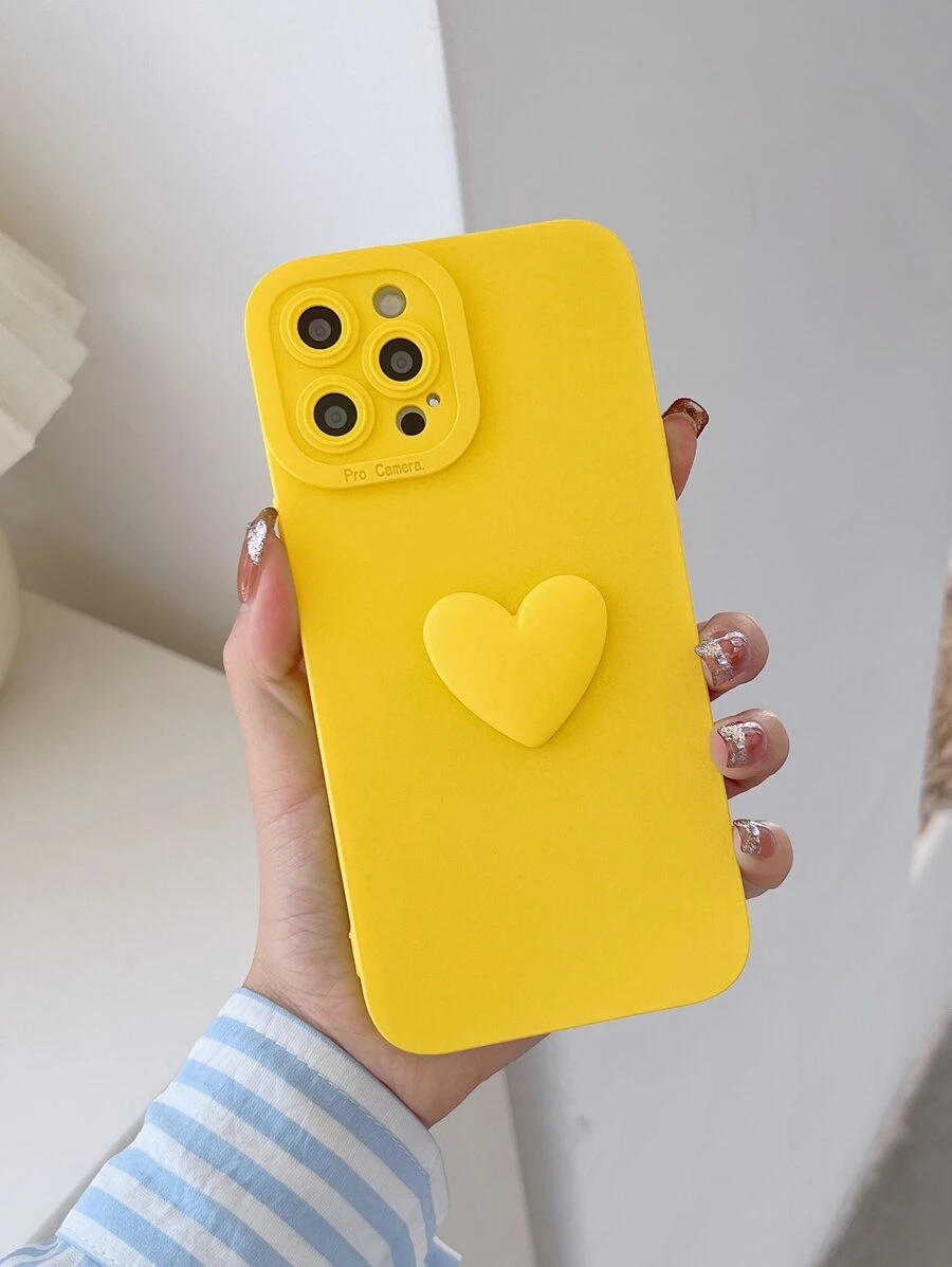 Ốp điện thoại trang trí hình trái tim 3D ngày lễ tình nhân - Màu vàng - Xem 1