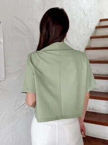 DAZY Solid Pocket Patched Blazer - Mint Green - View 2