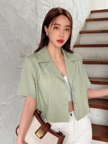 DAZY Solid Pocket Patched Blazer - Mint Green - View 7