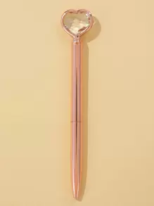 1pc Heart Decor Ballpoint Pen - Rose Gold - View 1