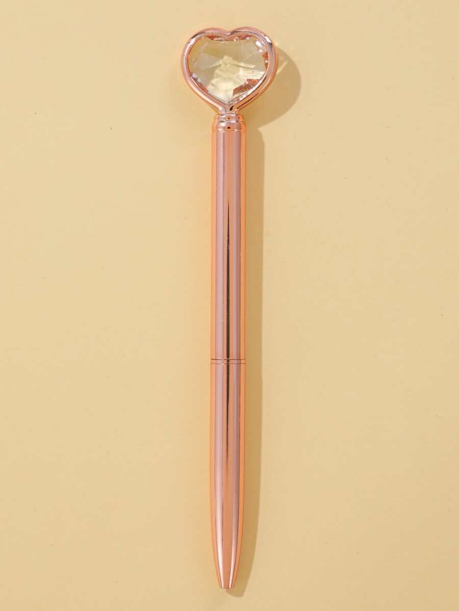 1pc Heart Decor Ballpoint Pen - Rose Gold - View 1