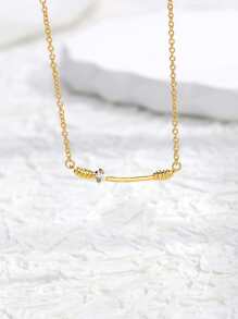 Vòng cổ trang trí thanh ngang trang trí bằng đá khối Zirconia - Vàng - Xem 1