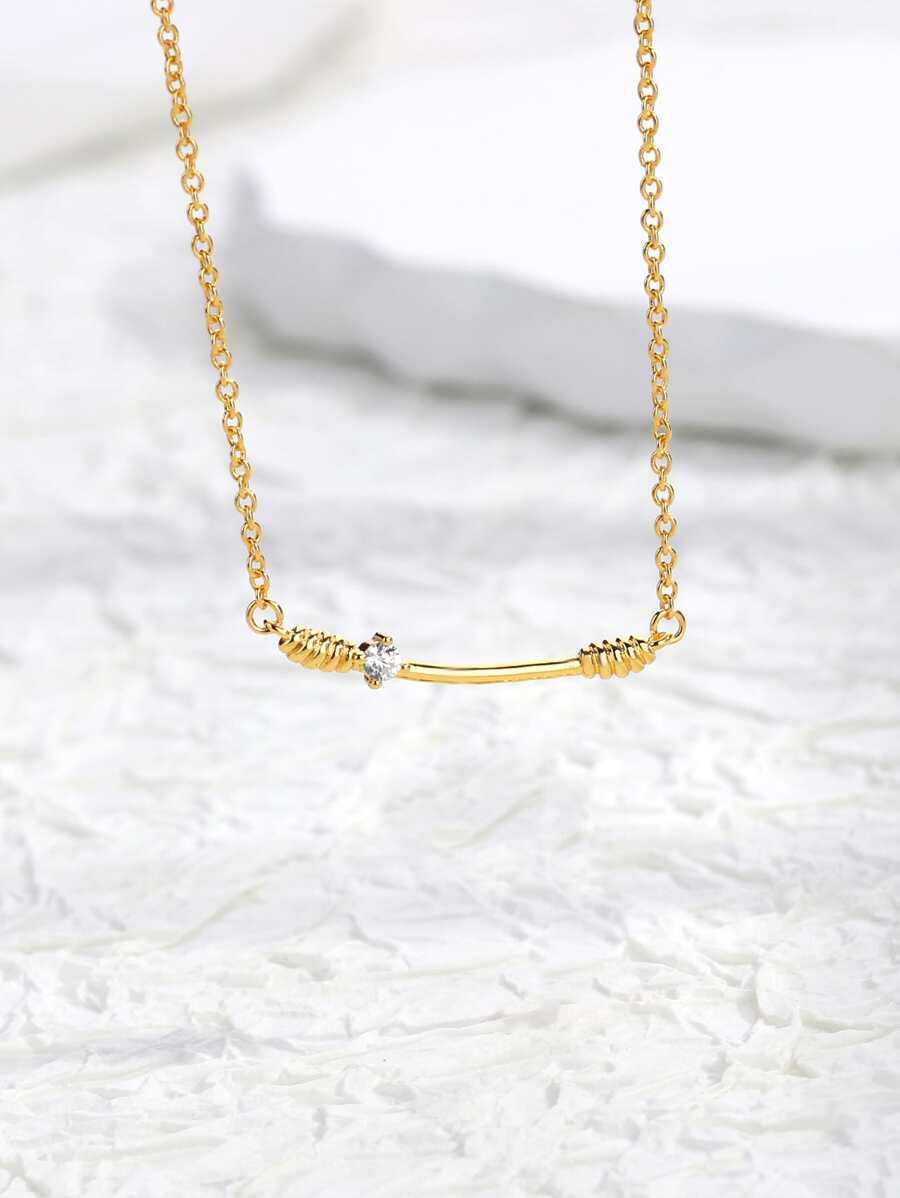 Vòng cổ trang trí thanh ngang trang trí bằng đá khối Zirconia - Vàng - Xem 1