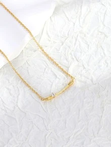 Vòng cổ trang trí thanh ngang trang trí bằng đá khối Zirconia - Vàng - Xem 3