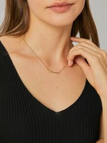 Vòng cổ trang trí thanh ngang trang trí bằng đá khối Zirconia - Vàng - Xem 4