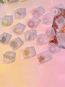 5 piezas Mini caja de almacenamiento de joyería transparente portátil multifuncional - transparente - Ver 5