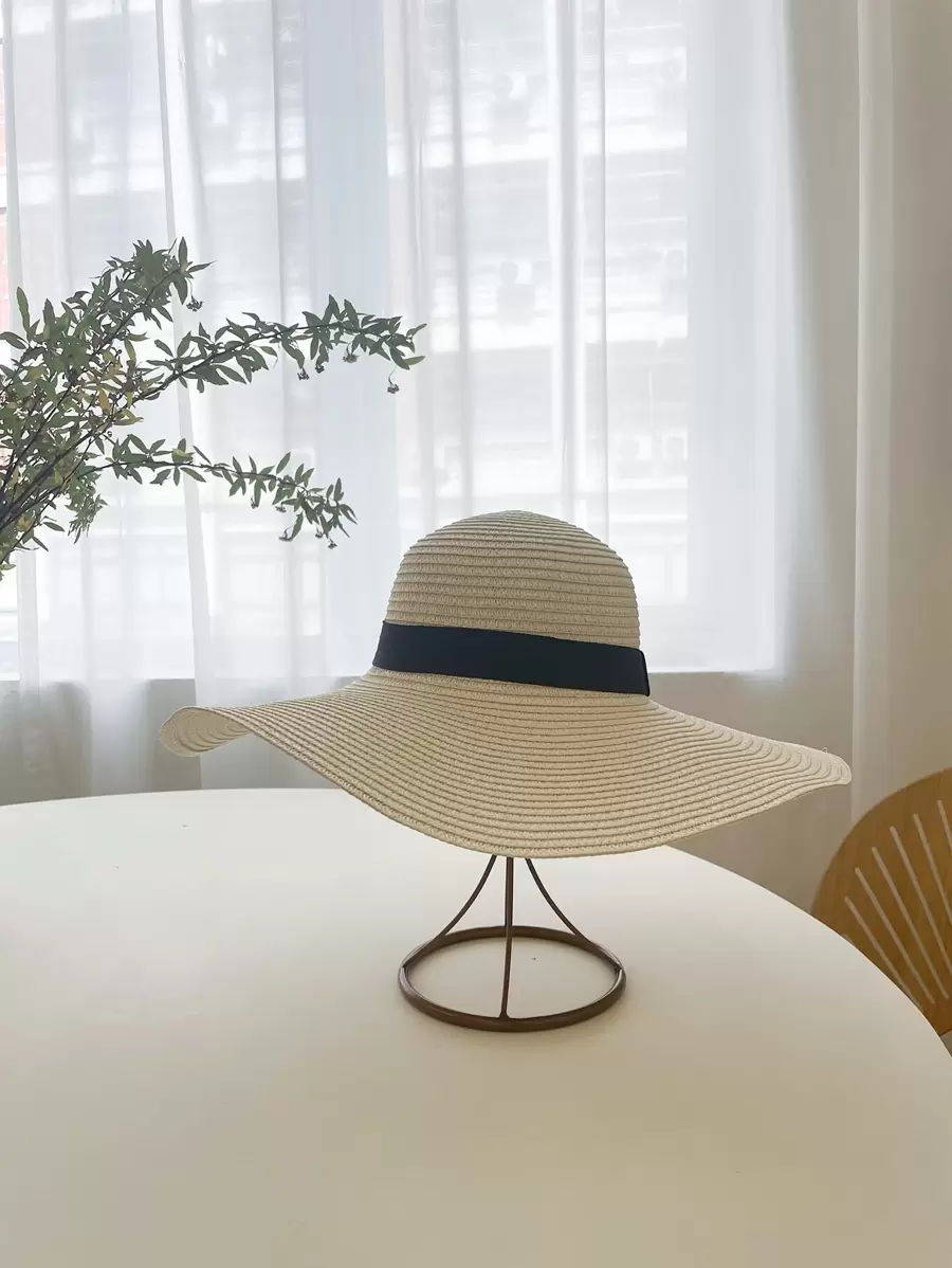 Wide Brim Hat - Beige - View 1