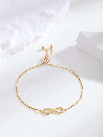 1 pieza Brazalete minimalista y elegante con cadena giratoria con forma de 8 y circonita cúbica, accesorio de moda para mujeres, niñas, fiestas, graduación, regalo de cumpleaños para novia, mejor amiga