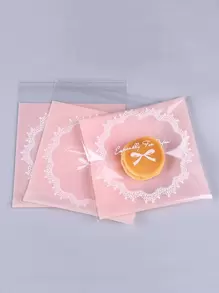 100个装花卉图案饼干包装袋，情人节派对，家居装饰，家居礼品 - 粉色 - 查看 1