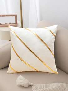 Vỏ đệm hoa văn sọc không có chất làm đầy - trắng - Xem 1