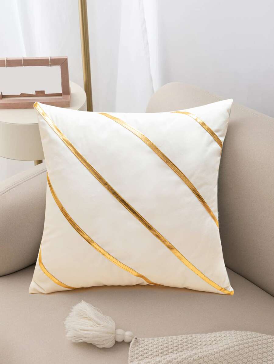 Vỏ đệm hoa văn sọc không có chất làm đầy - trắng - Xem 1