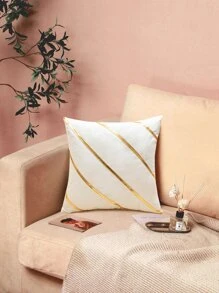 Vỏ đệm hoa văn sọc không có chất làm đầy - trắng - Xem 4