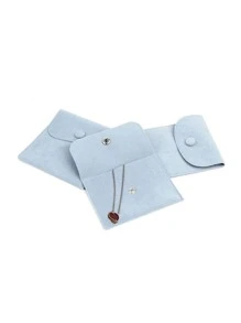 1pc Solid Color Jewelry Storage Bag, Grey Small Jewelry Storage Pouch For Outdoor - Baby Blue - View 2