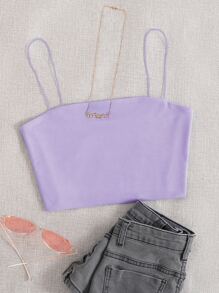 SHEIN Unity Áo hai dây màu trơn Giải trí - Màu Lilac Tím - Xem 1