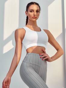 Yoga Trendy Medium Support  Peekaboo Back Sports Bra - White - View 2