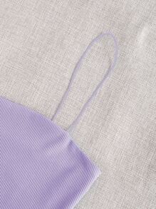 SHEIN Unity Áo hai dây màu trơn Giải trí - Màu Lilac Tím - Xem 4