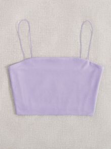 SHEIN Unity Áo hai dây màu trơn Giải trí - Màu Lilac Tím - Xem 5