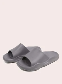 Men Minimalist Bathroom Slippers - Grey - View 1