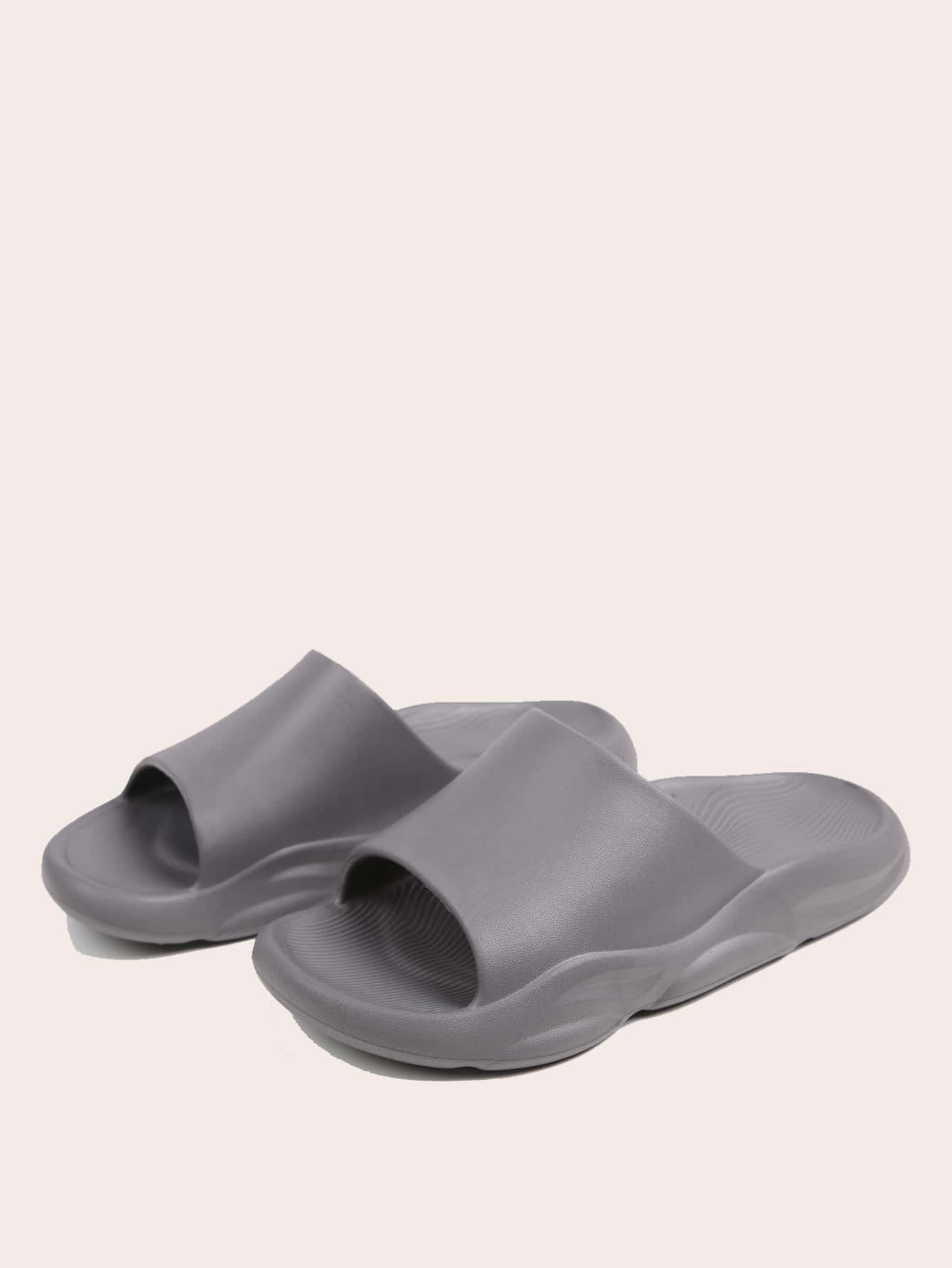 Men Minimalist Bathroom Slippers - Grey - View 1