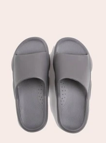 Men Minimalist Bathroom Slippers - Grey - View 2