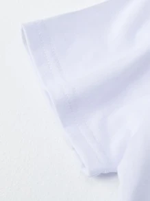 SHEIN Tops con gái lớn Con số Lá cờ Giải trí - trắng - Xem 3