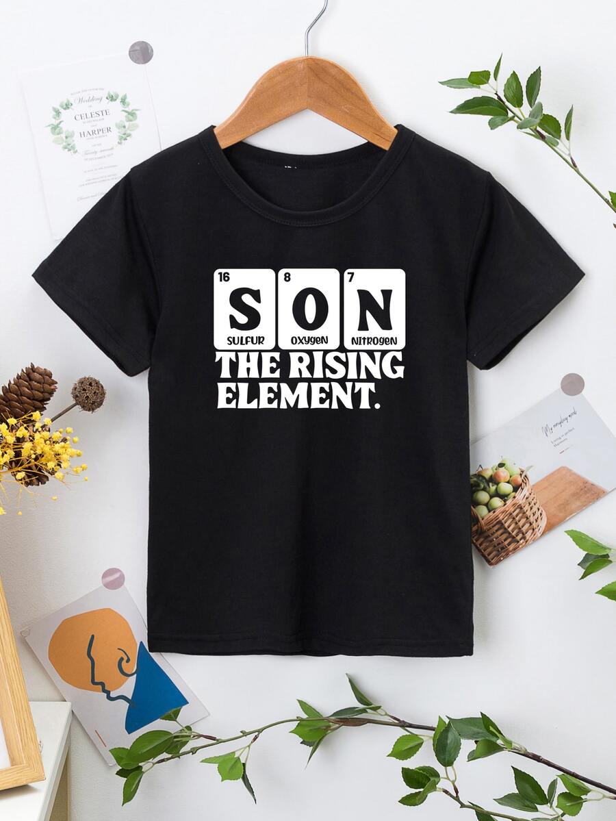 SHEIN Young Boy Letter Graphic Tee - Black - View 1