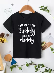 SHEIN Toddler Boys Slogan Graphic Tee - Black - View 1