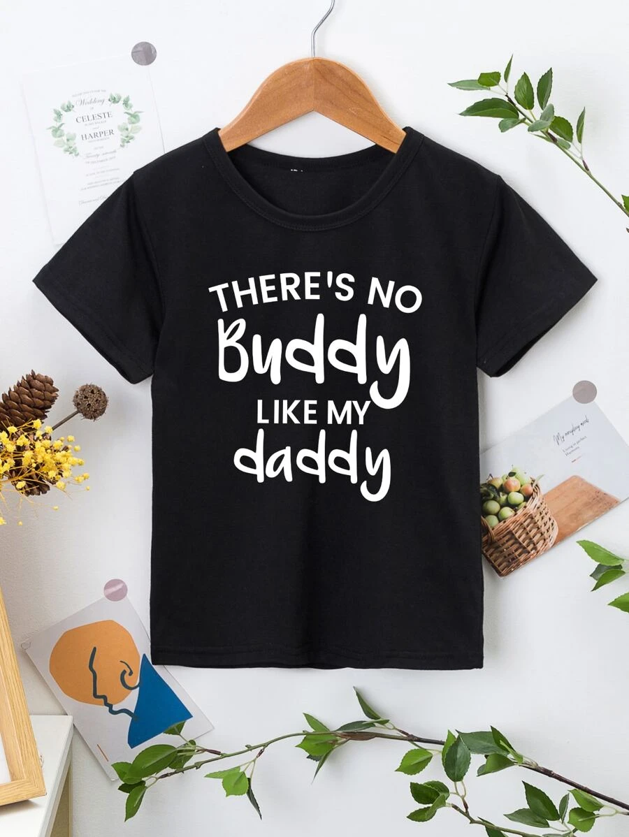 SHEIN Toddler Boys Slogan Graphic Tee - Black - View 1