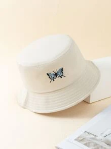 Sombrero cubo con patrón de mariposa - Beis - Ver 2