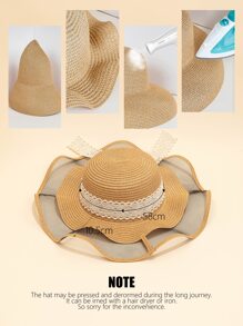 Skinny Scarf Decor Straw Hat - Khaki - View 4