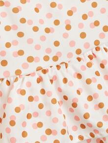 1件粉色波点宠物连衣裙，防掉毛猫咪连衣裙，狗狗背带裙，小型宠物服装 - 彩色 - 查看 4