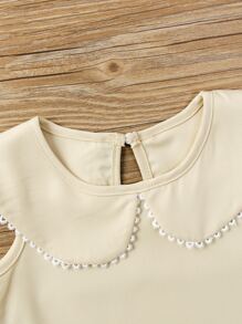 SHEIN Vintaside Kids 少女彼得潘領褶皺下擺連衣裙