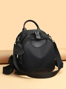 Minimalist Classic Backpack With Small Pouch School Bag For Graduate, Teen Girls, Freshman, Sophomore, Junior & Senior In College, University & High School, Perfect For Outdoors ,Travel & Back To School - Black - View 1