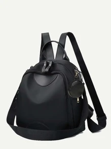 Minimalist Classic Backpack With Small Pouch School Bag For Graduate, Teen Girls, Freshman, Sophomore, Junior & Senior In College, University & High School, Perfect For Outdoors ,Travel & Back To School - Black - View 2