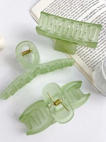 3 chiếc kẹp tóc bằng nhựa dành cho nữ để sử dụng hàng ngày - Màu xanh Bạc hà - Xem 2