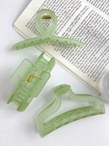 3 chiếc kẹp tóc bằng nhựa dành cho nữ để sử dụng hàng ngày - Màu xanh Bạc hà - Xem 3