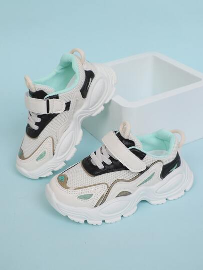 Boys Color Block Hook-and-loop Fastener Chunky Sneakers